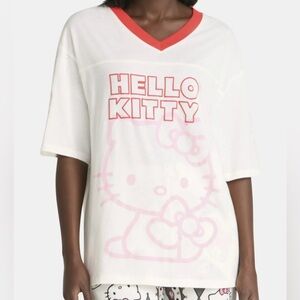 Hello Kitty White and Pink V-Neck T-Shirt